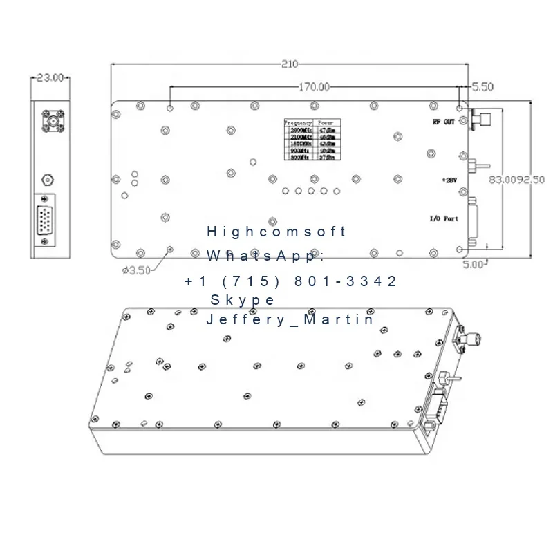 Усилитель мощности WiFi 5,2G 5150-5850 МГц 50 Вт 47 дБм RF с шумоподавлением для анти-бомбинной