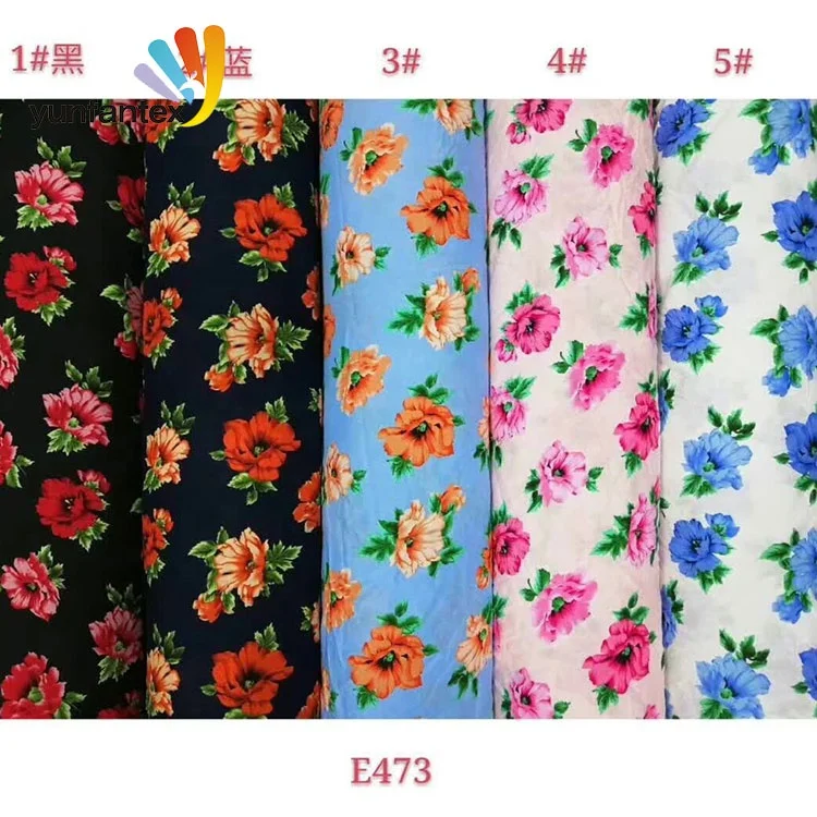 
2019 Wholesale cheap 100% printed viscose spandex fabric for women garments 