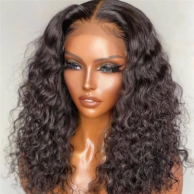 
Deep Wave Wholesale Peruvain Raw Virgin Hair Free Shipping Long Lace Front Human Hair Wig 