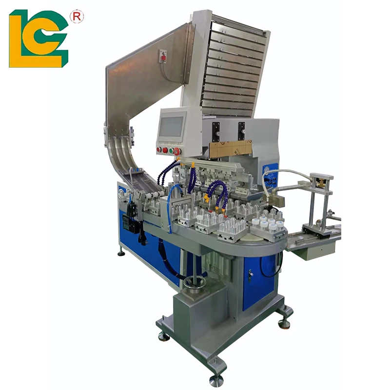 4 colors Full automatic Mineral Water Bottle Lid Cap Tampografia Pad Printing Machine for Plastic Bottle Cap