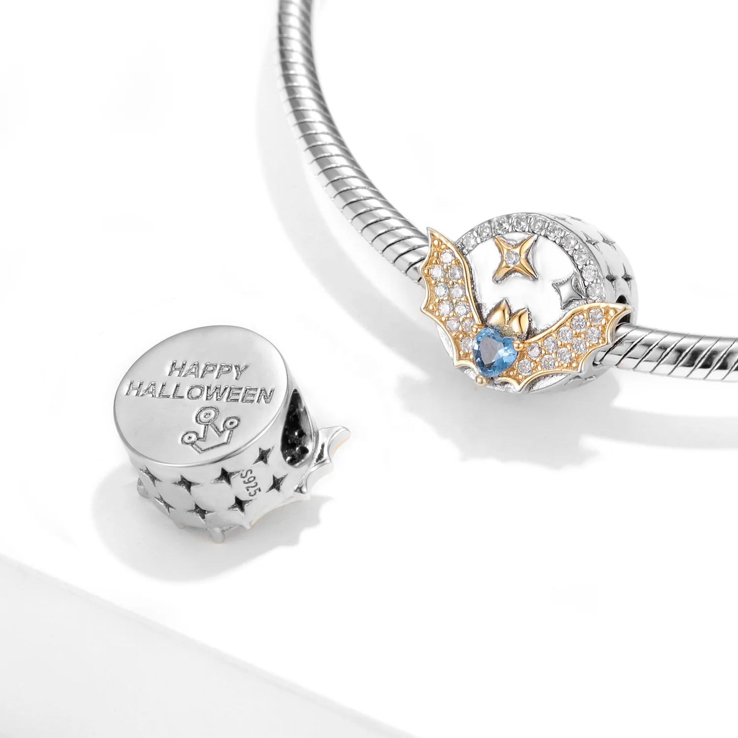 Halloween Themed Pendants Charms Evil Pumpkin Bat Skull 925 Silver Fine Pendant Fit Original Bracelet Jewelry custom logo Charm