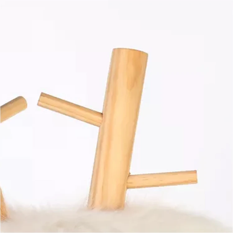 K&B high quality white lovely bambi animal  kids baby fur stool with solid wood frame