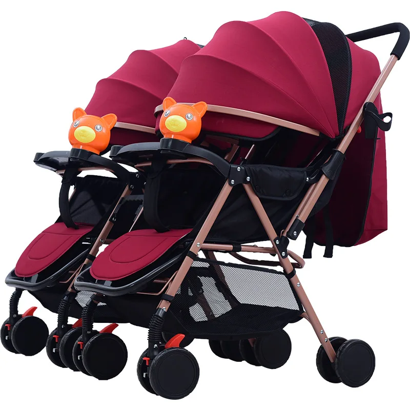 Twin Baby Stroller Detachable Bidirectional Lightweight Sitting Lying Foldable For Two Baby