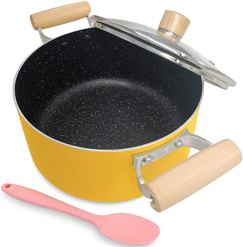 
classic aluminum marble coating with lid dutch oven nonstick soup pot pasta pot casserole 