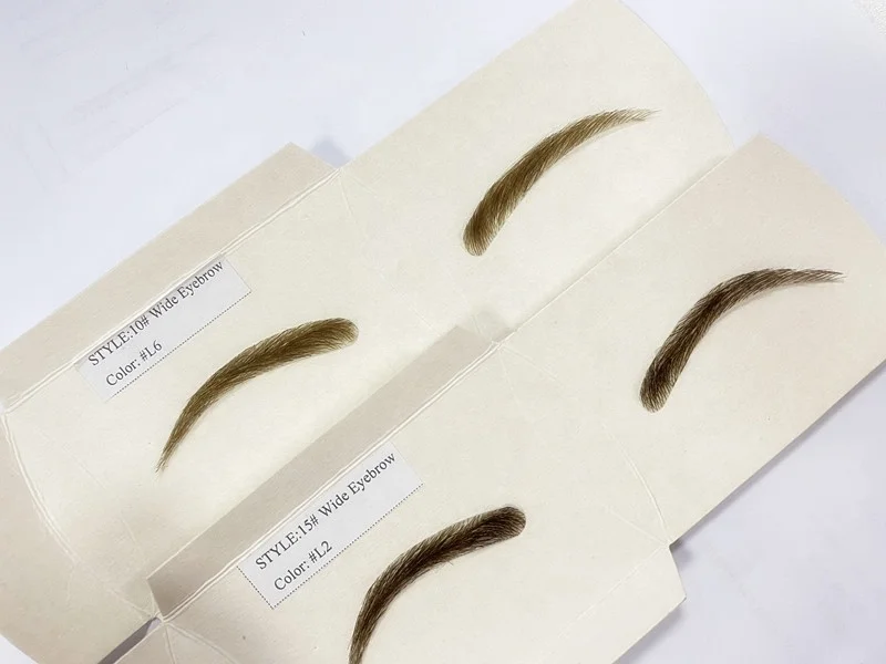 Hand made natural Women mens injection human hair false eyebrow skin injected