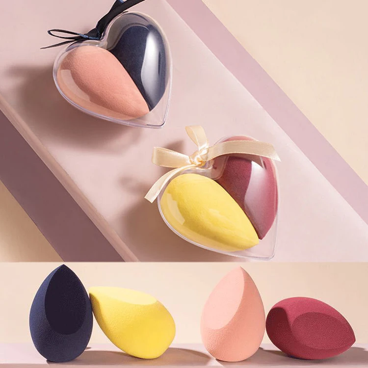  Высокое качество супер мягкий спонж beauty 2 шт. Косметическая пуховка для пудры макияжа набор в форме сердца пакет случай макияж