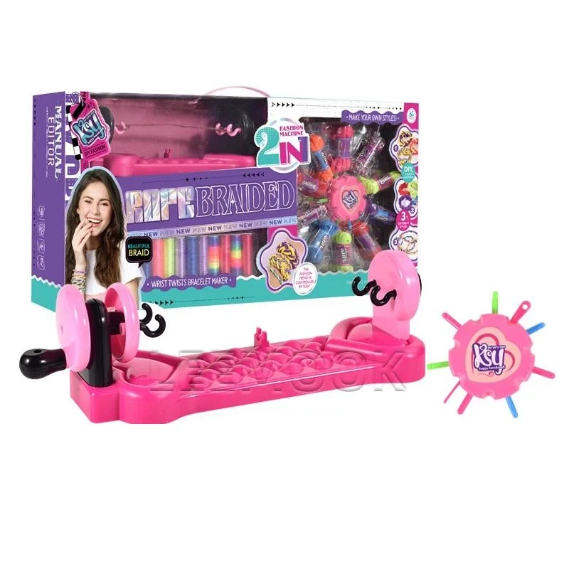 Leemook wholesale children DIY 2-in-1 jewelry weaving set kids beads kit girls colorful DIY rope braided