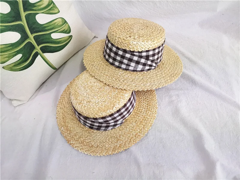 Fashion Summer Women Wide Brim Natural Straw Hat Chapeau Female Sun Hats Black Panama Beach Straw Boater Hat