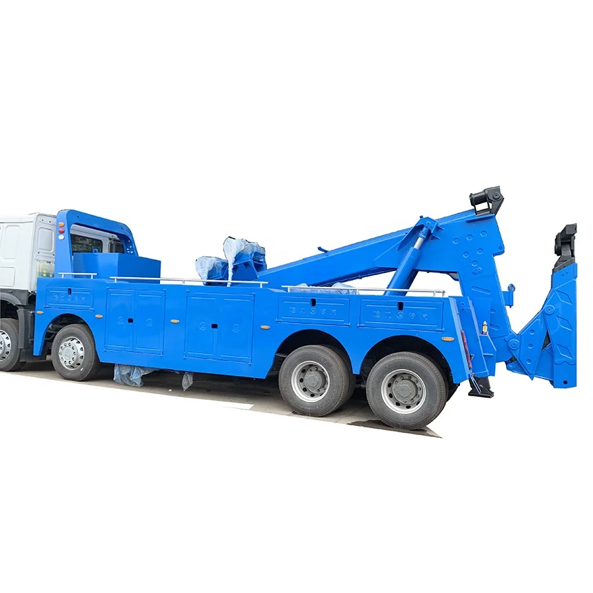 Heavy Duty HOWO 8X4  recovery towing wrecker truck with 25 tons lifting boom and winches for rescuing accident car