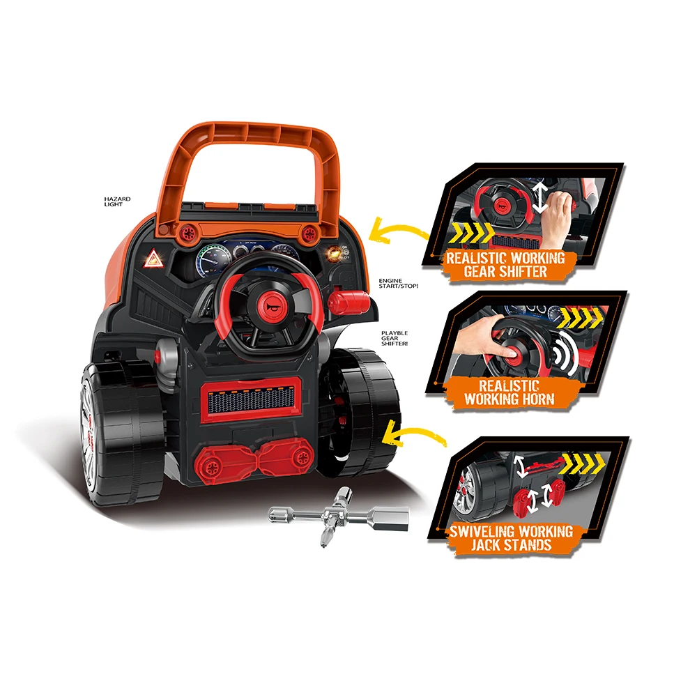 Take Apart Construction Toy I/R Car with Light and Sound Engine Assembly Toy Repair Workshop Assembly Toys for Kids