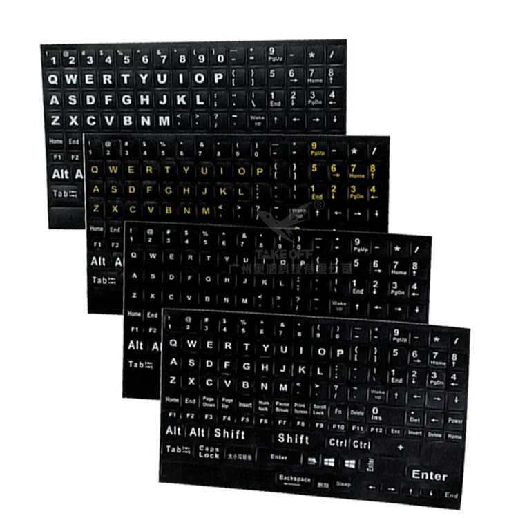 Заказная Оптовая ПВХ прозрачная глянцевая износостойкая Полная клавиатура английская Клавиатура Наклейка