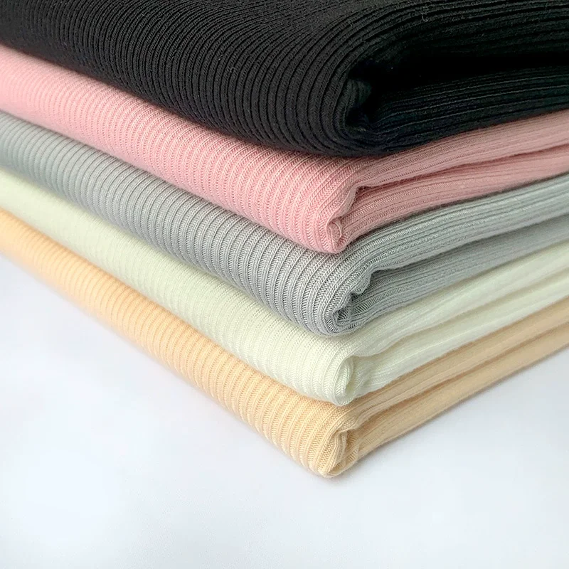 2022Factory Directly Provide RC High Elastic 2x2 Rib Knitted Chest Wrap T-Shirt Leggings Clothing cuff  neckline fabric fabric