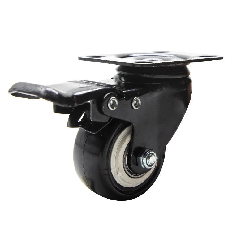flat plate 2 inch swivel smooth PU wheel total lock workbench castor