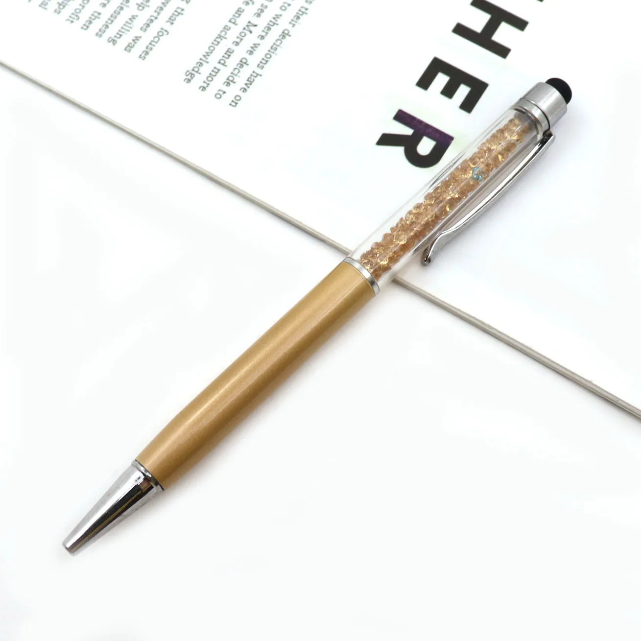 Promotional New style Metal ballpoint Advertising Stylus Crystal Pen Roller Ballpoint Pen for Gifts