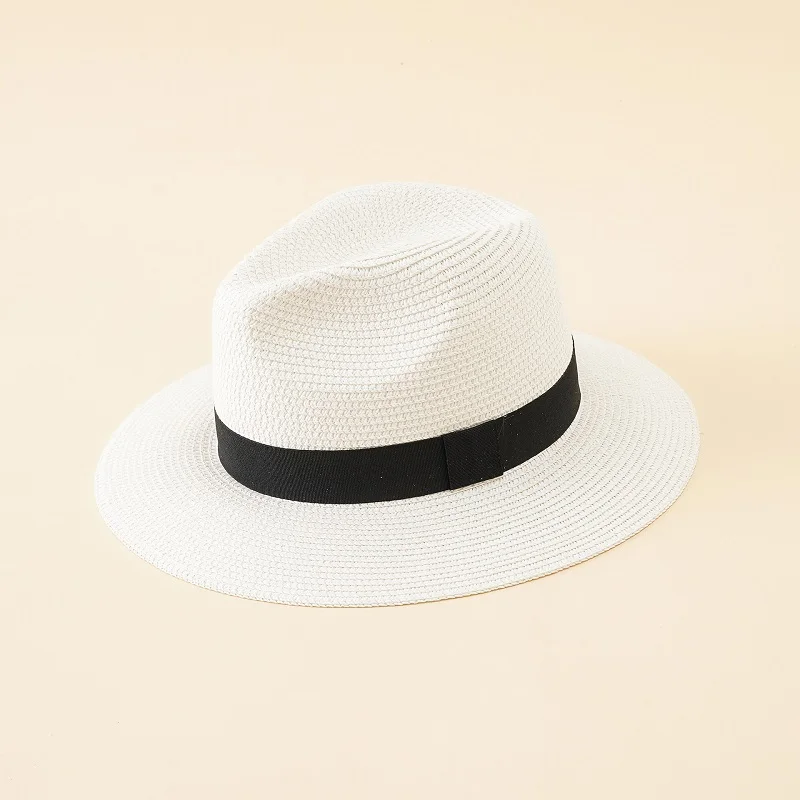 Solid color women men traveling summer straw visor hat custom beach hats