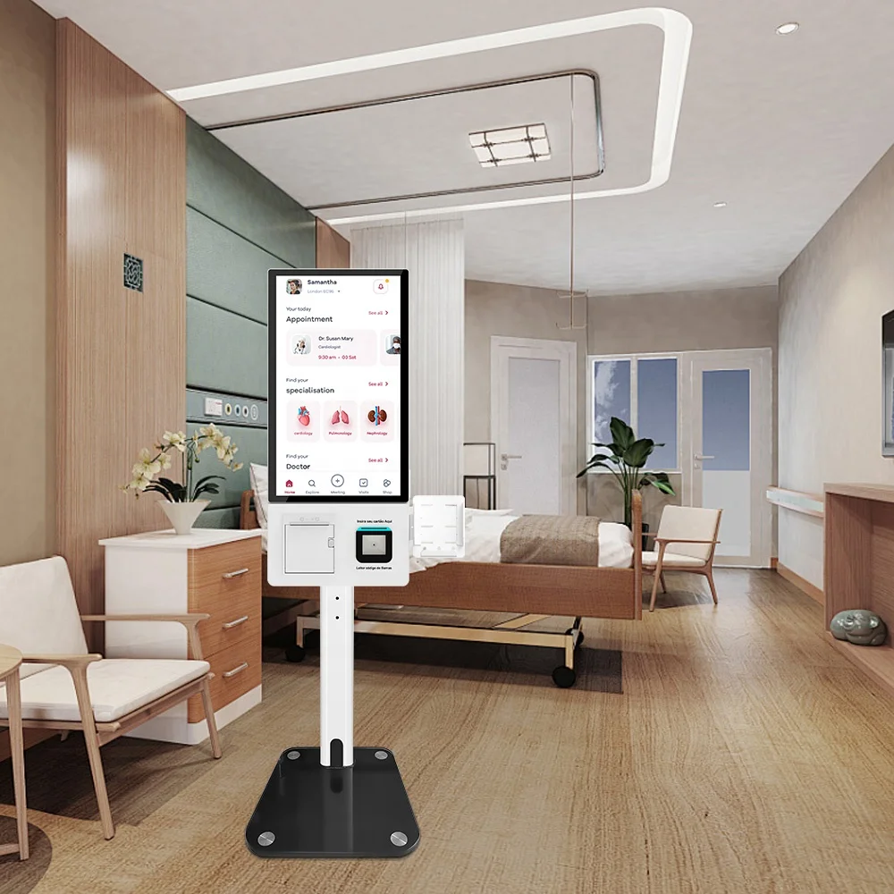 Self-service printing report terminal registration kiosk