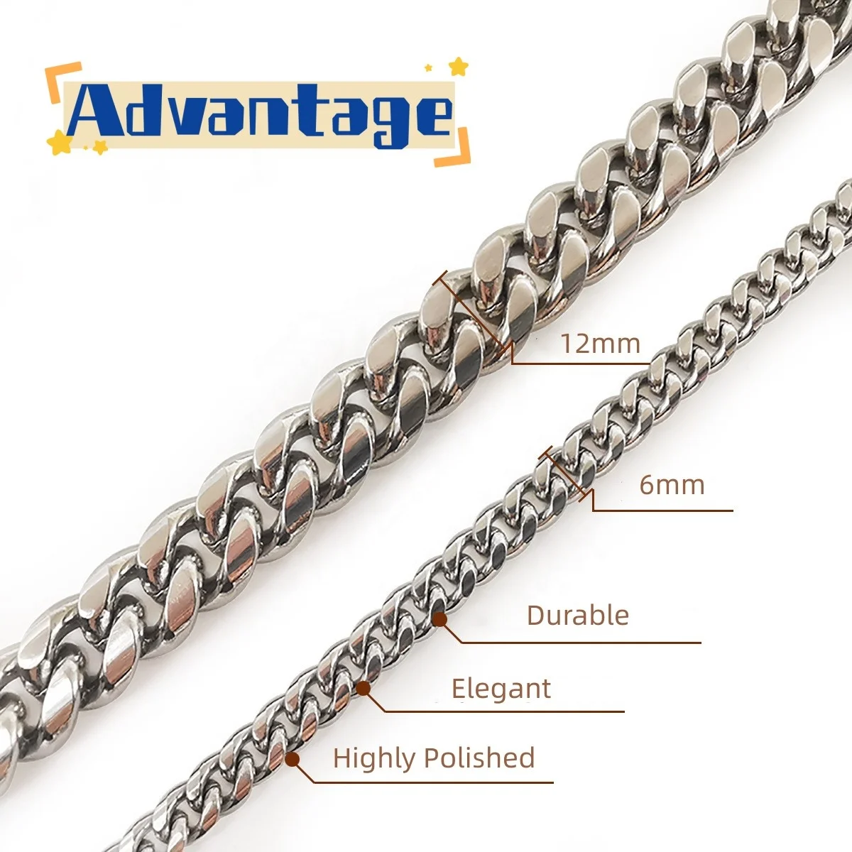 1.5mm 2mm 3mm 4mm 5mm Hip Hop Necklace Cuban Chain Waist Silver Mens Chain Manufacturer Rope Link Stainless Steel Rope Chain