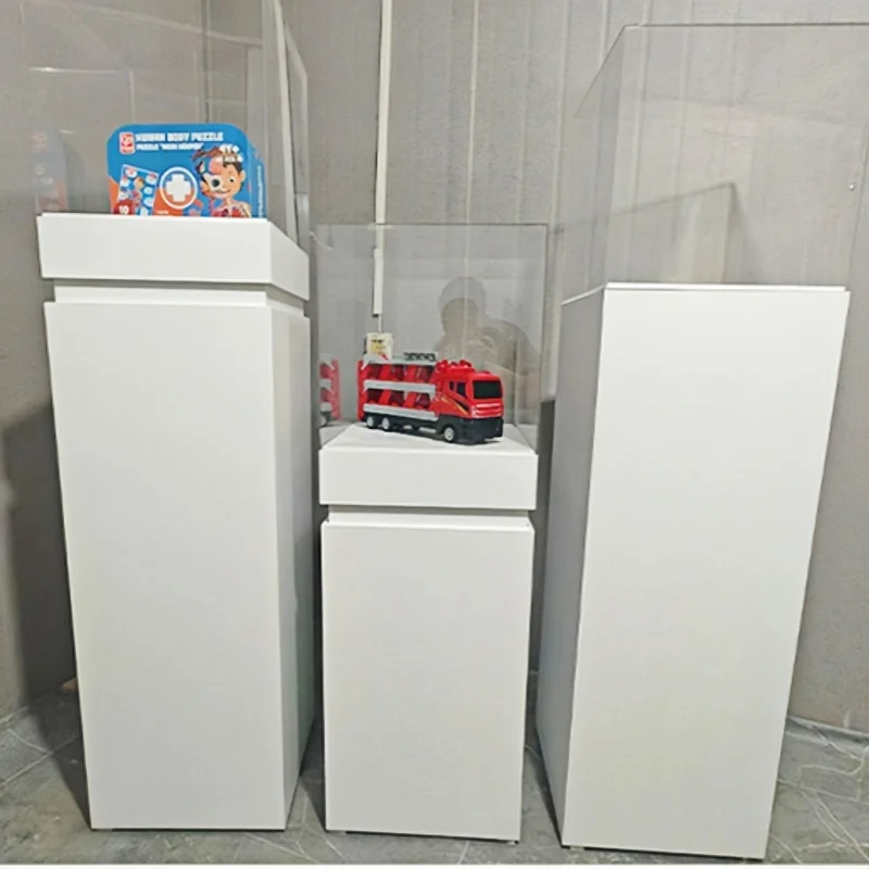 Acrylic Plinths Pedestal Display Cube Stand Custom museum Floor Standing case Boutique Cabinet