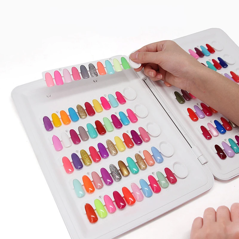custom logo 120 grids nail tips swatch practice acrylic false nail gel polish color chart display book