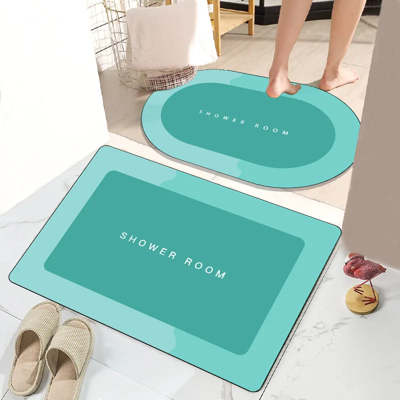 Bath Mat Custom Diatomaceous Earth Shower Mat Non-Slip Super Absorbent Quick Dry Bathroom Floor Mat