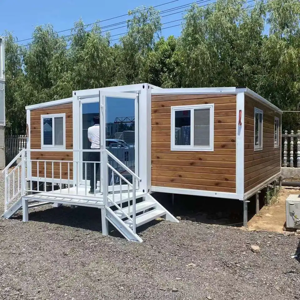 Low cost expandable container house in the factory, two bedroom foldable prefabricated house for 20 foot occupants