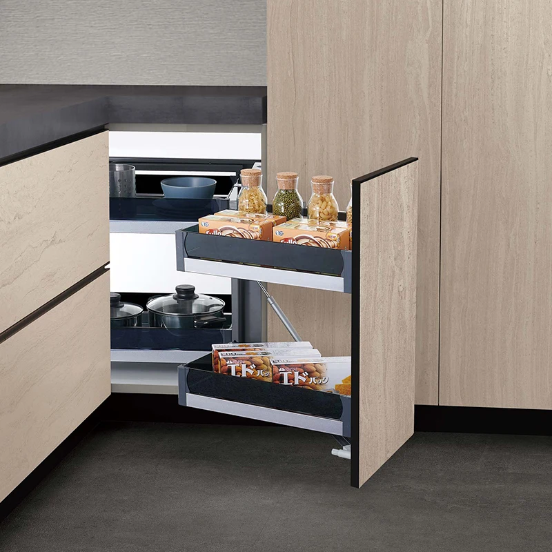 Multi Function Kitchen Cabinet Accessories Pull Out Magic Corner Drawer Basket Kitchen Storage Holder