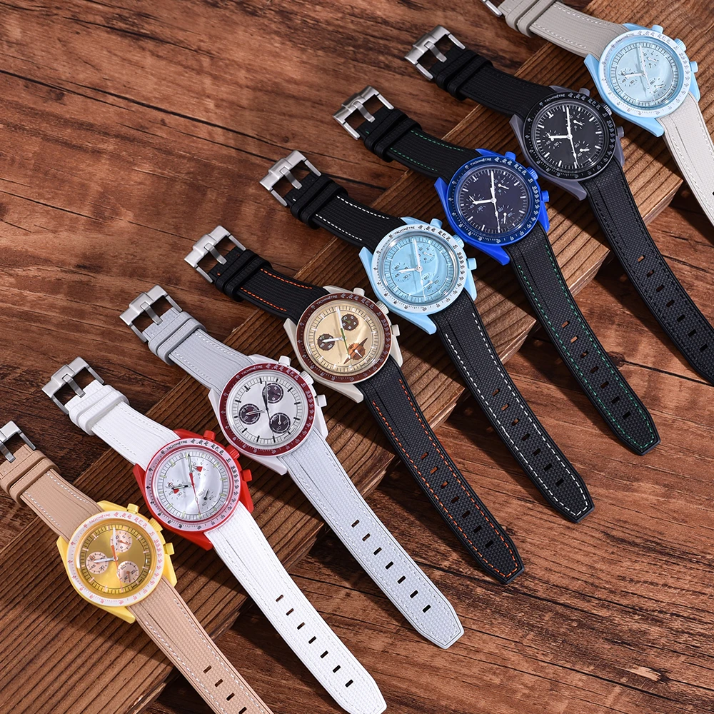 JUELONG 20mm Curved End Rubber Watch Bands Soft Rubber Replacement Watch Straps For Mo on Watches