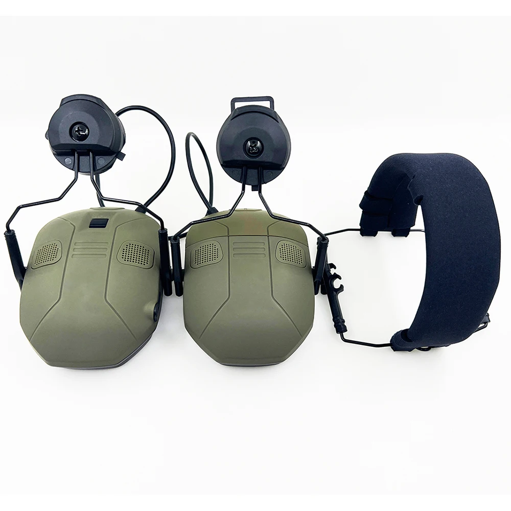 Tactical Headset Electronic Earmuffs Hearing Protection with  Fast ARC Helmet Adapter
