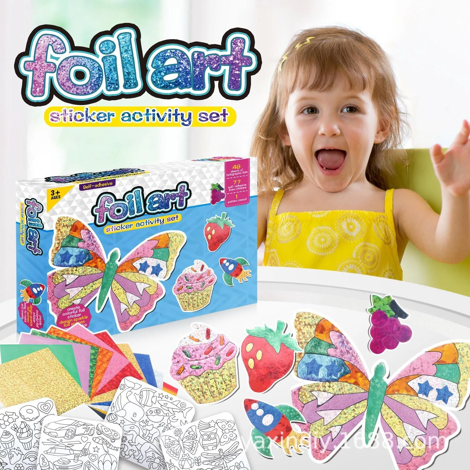 Early Learning Art Kit with Magic Stickers Handmade DIY Indoor Craft Activities Educational Jewelry Making Toys for Kids