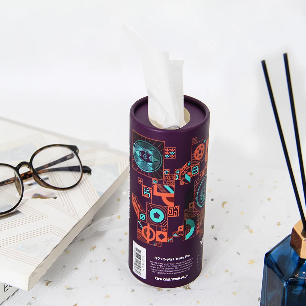 Facial Tissue Round 60 Count Tissues Per Tube Portable Cylinder Box Roll for Office Car Home,, Car Tissue Box, Round Container
