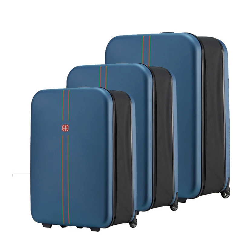 Customization  3 Pcs Suitcase sets Trolley Travel Zipper Luggage Bag ABS Multi-color  foldable Luggage Set with Wheels