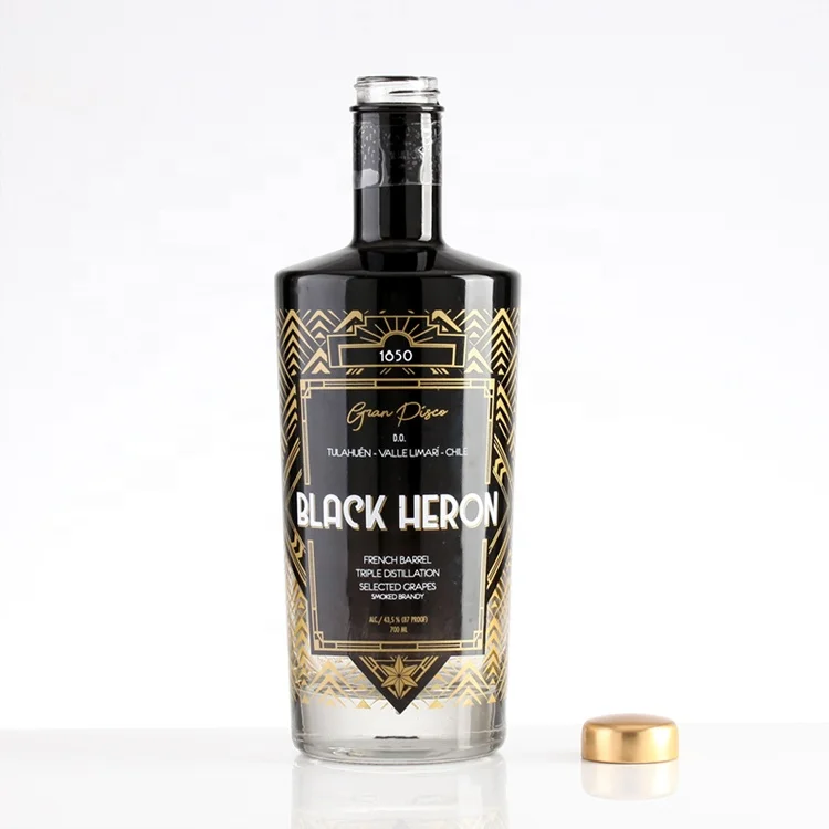 Custom Spray Painted Color Screen Printed Logo Empty Spirit 50ml 500ml 750ml 1000ml 75cl Brandy Glass Bottle For Liquor