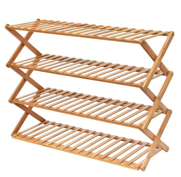 2022  New Shoe Rack 100% Natural Bamboo Foldable Online Modern Bamboo Shoe Rack for Home Store