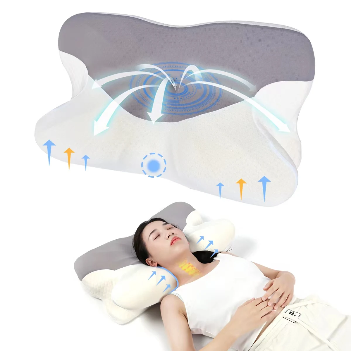 JTY Low MOQ Bed Sleeping Contour Butterfly Shaped Side Sleeper Anti Snore Cervical Orthopedic Memory Foam Pillow