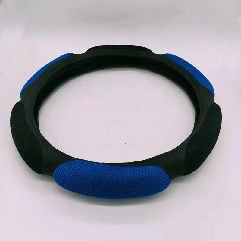 wholesale 3D sandwich mesh PU leather material car steering wheel cover for four seasons