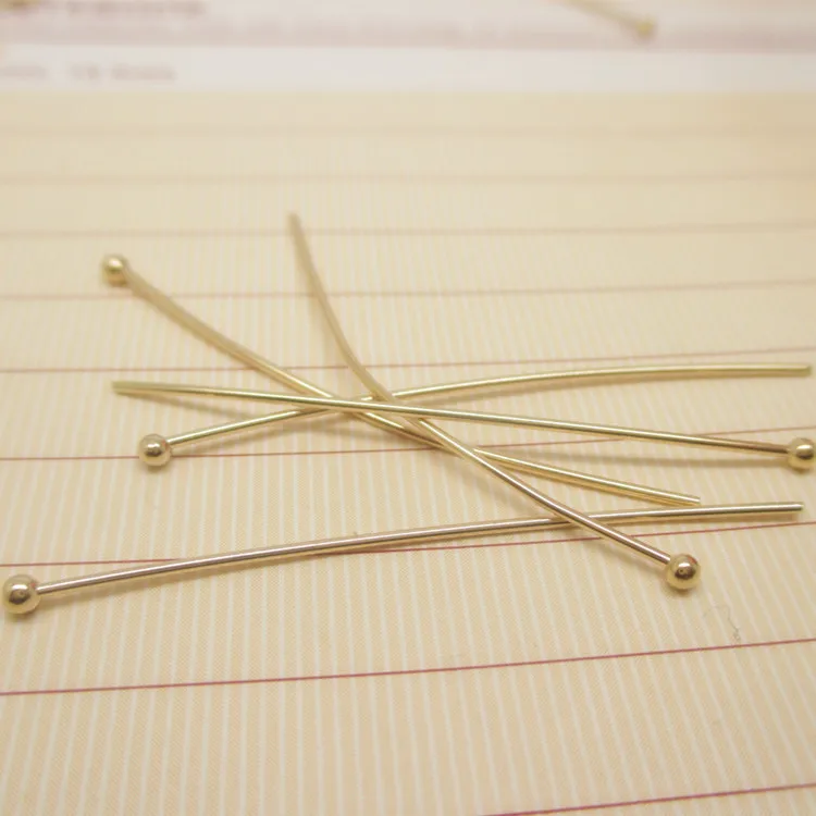 NANA high quality 24k gold filled pin,different sizes head pin jewelry findings