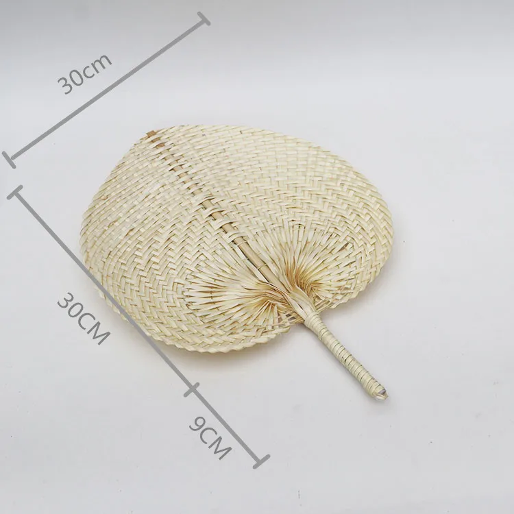 Wholesale  factory custom Chinese cheap hand fans palm leaf weaving Hand-woven bamboo straw natural fiber hand fans