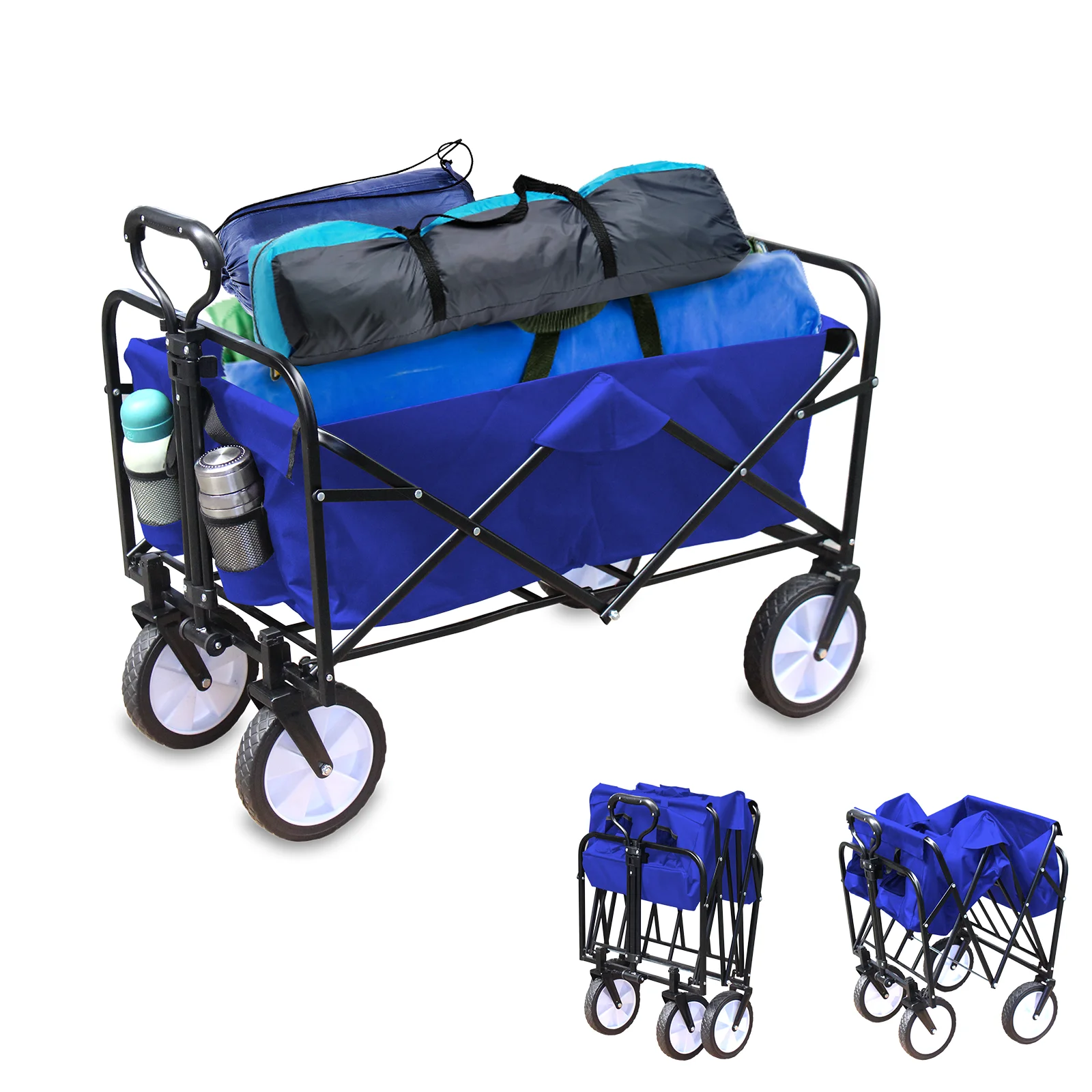 Portable Large Capacity Beach Wagon, Heavy Duty Utility Collapsible Wagon with All-Terrain Wheels, for Sports, Shopping, Camping