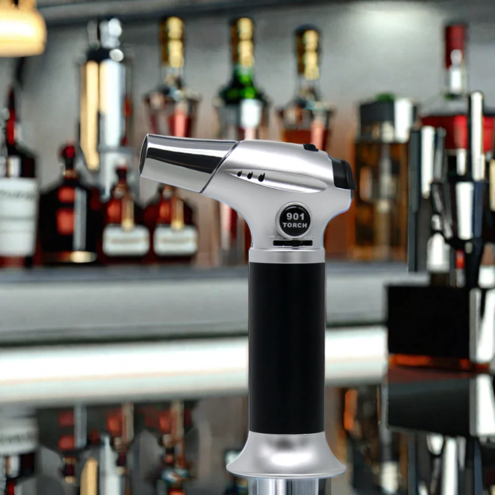 901 ZHENTANZHE Professional Supplier Custom Portable Gas Filling Metal Shell Kitchen Cooking Butane Torch Lighter For Hookah