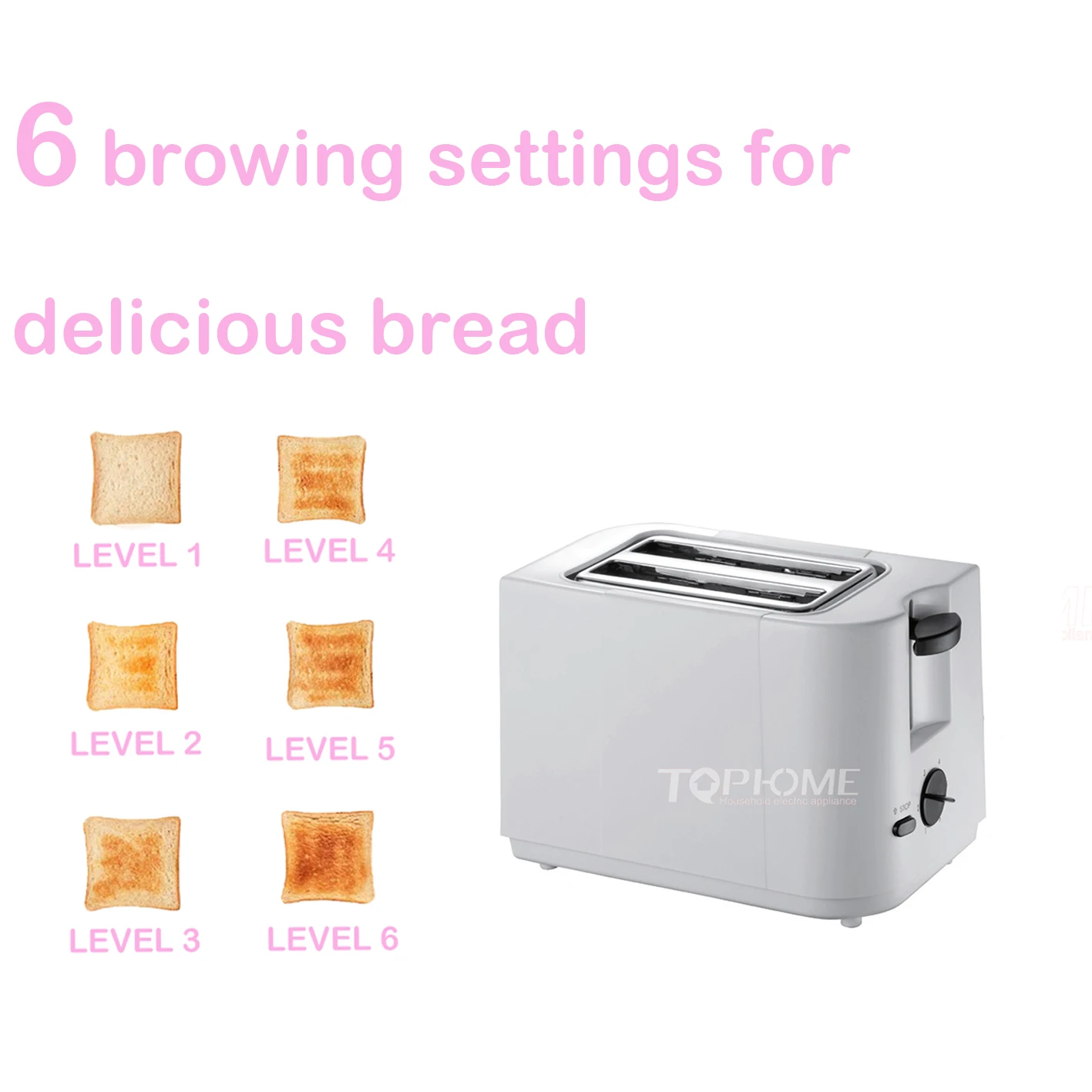 ETL 2 Slice Home Kitchen Withe Electric Bread Toaster