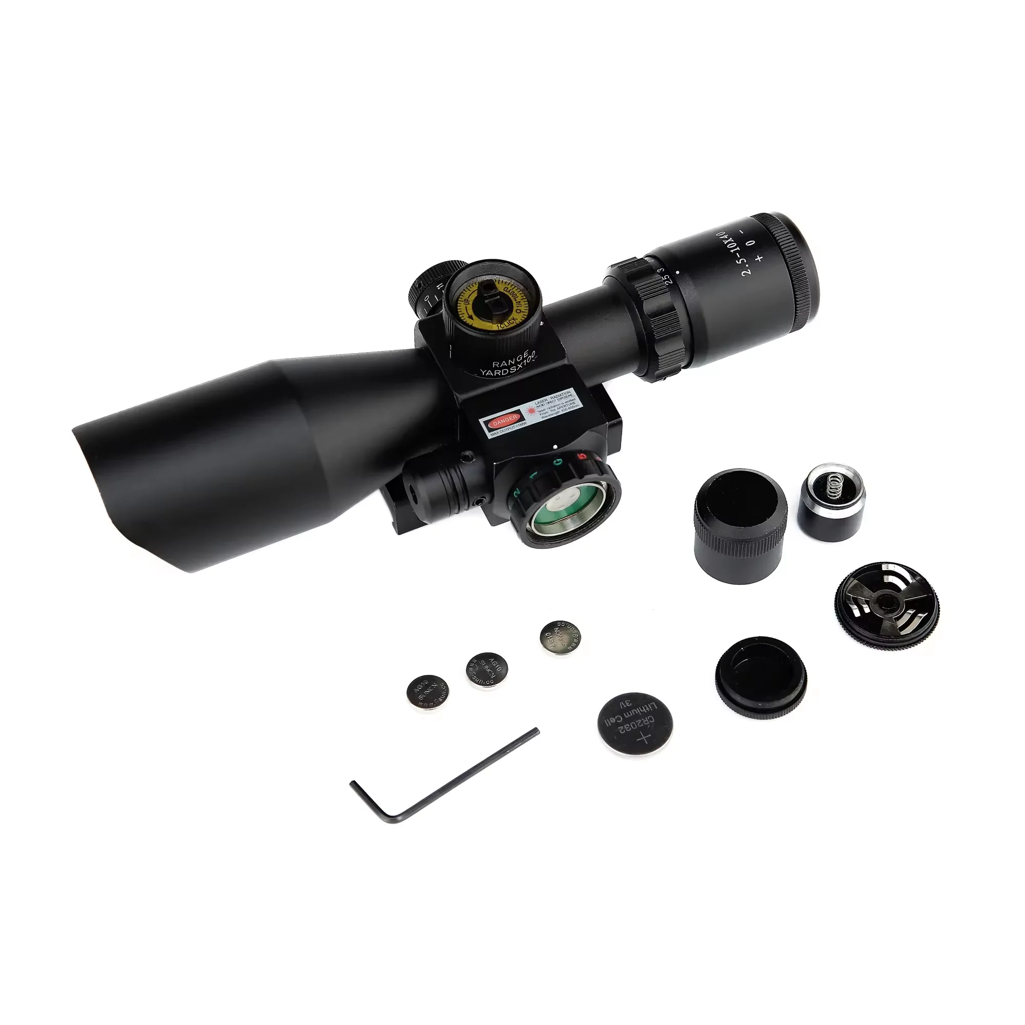 Dual Illuminated 2.5-10x40 Laser Sight Scope Cut Sunshade for Outdoors Metal Material 10X Magnification