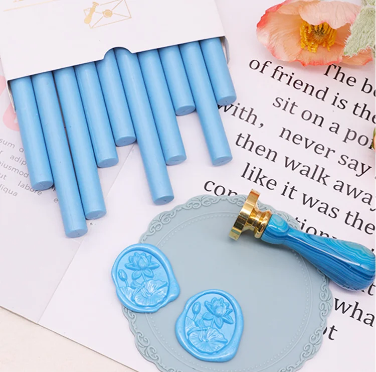 Self Adhesive Wax Seals Glue Gun Wax Stamp Pack of 10 Sticks Box DIY Wedding Invites Cute Stamping