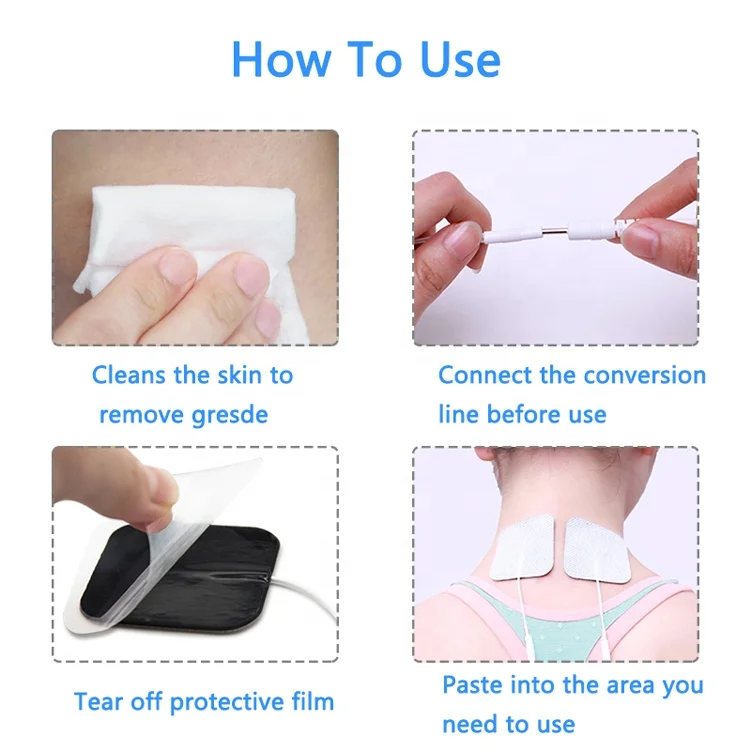 Ems Electric Muscle Stimulator Pigtail Massagers Machine Patches Reusable Self-adhering Tens Unit Replacement TENS Electrode Pad