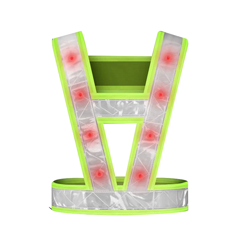 V Shape LED Battery Reflective Belt Cycling Vest Safety Vest High visibility for Traffic Runner Uber Driver