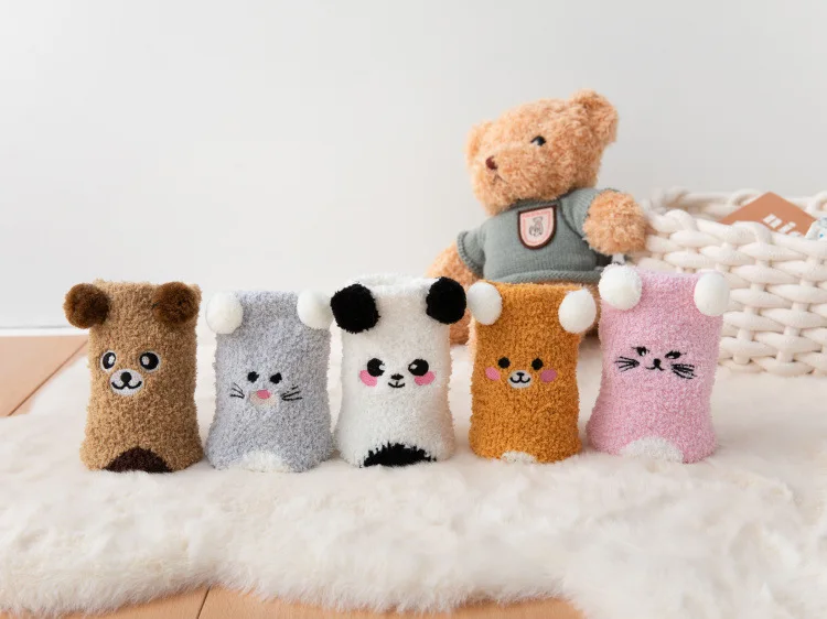 Coral fleece autumn and winter warm socks cartoon floor socks ladies