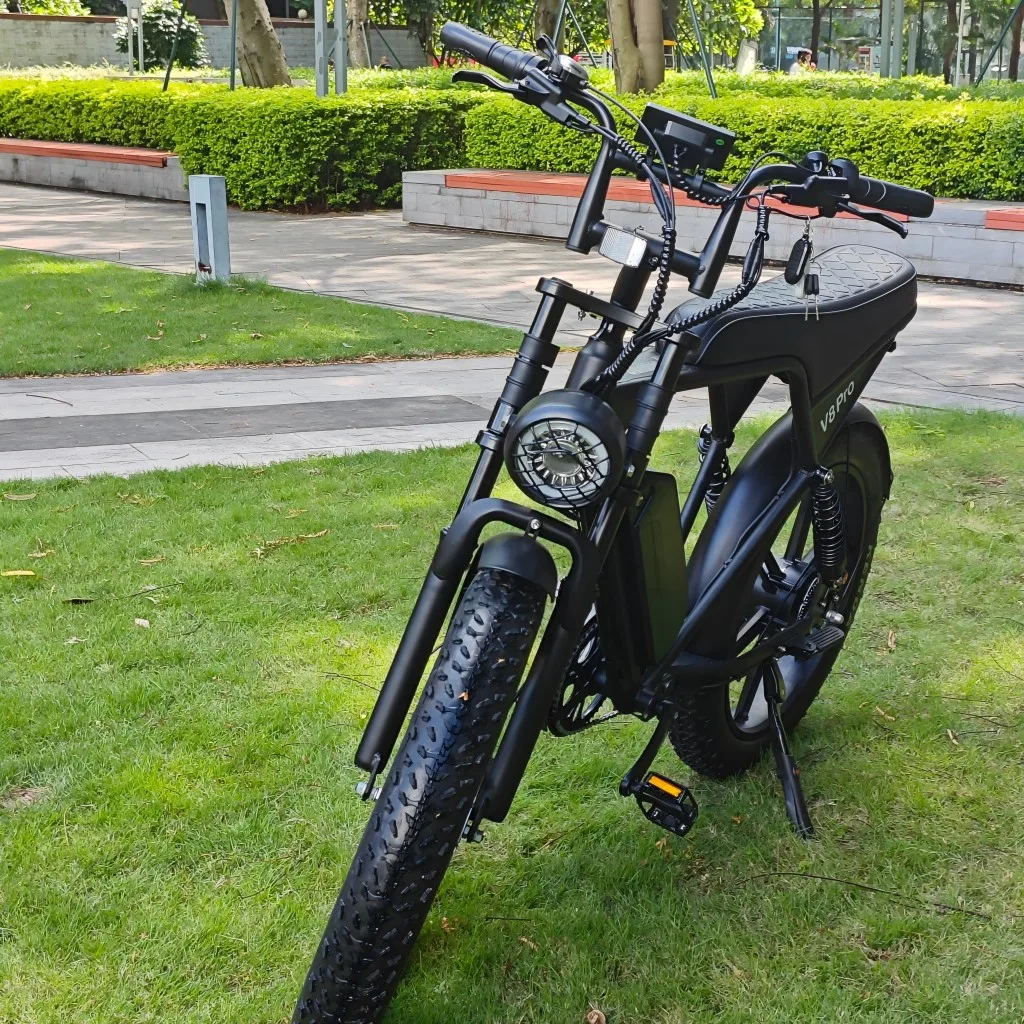 2024 Electric Bike V8 Pro Plus Electrically Mountain Fatbike Steel Frame Cheap 20inch 24Inch Fat Tire Ebike Electric Bike