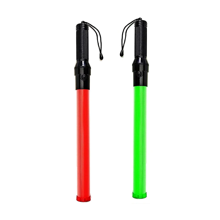 High Brightness Dry Battery 29cm Length Green Color LED  Alternating Flashing Safety Signal Wand Traffic Baton Light