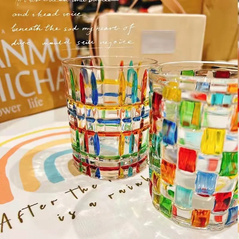 Factory Directly Sale Hot Selling Handmade Colorful Painted Light Luxury Whisky Wine Glass Cup Gift Set