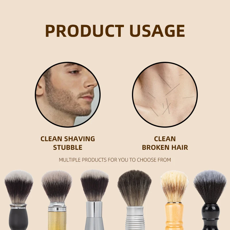 Custom Logo Soft Hair Beard Brush Multiple Handle Materials High Quality Soft Skin friendly Brush Non pricking Skin Clean Brush