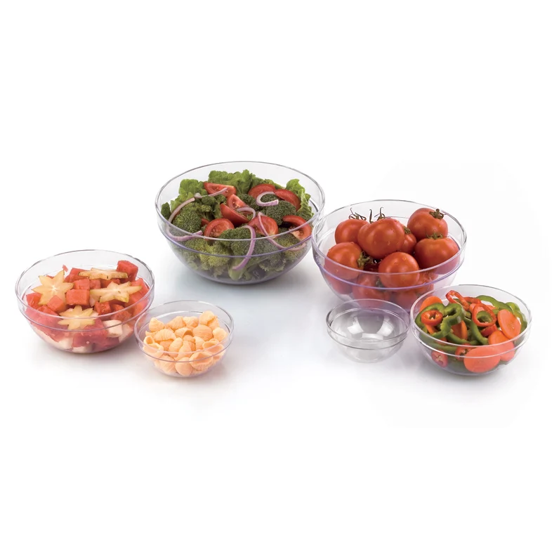 450ml Plastic Salad Serving Bowl Hard Plastic Bowl 15Ooz Stackable Clear Salad Bowl